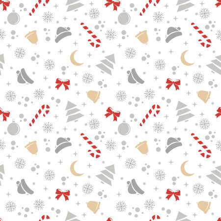 Seamless pattern with a Christmas theme isolated on a white background. Flat style. Vector illustrationのイラスト素材