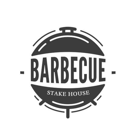 Barbecue grill emblem isolated on white background. bbq concept. vector illustrationのイラスト素材