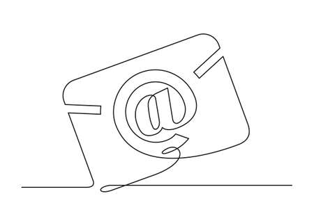 Continuous drawing of one line of an email. web concept. email isolated on a white background. vector illustrationのイラスト素材