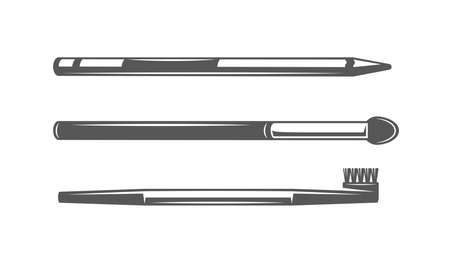 Set of makeup brushes isolated on white background. vector illustrationsのイラスト素材