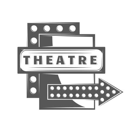 Retro style signboard template isolated on white background. Lamps lit. vector illustrationのイラスト素材