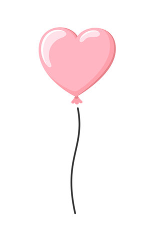 Cartoon pink heart balloon isolated on white background. Air balloon for Birthday parties, celebrate anniversary, weddings festive season decorations. Helium balloon. vector illustrationのイラスト素材