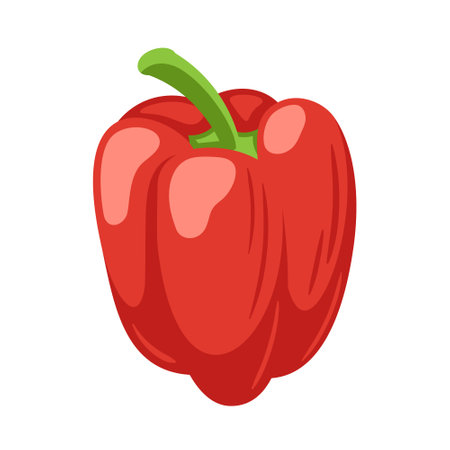 Sweet red bell pepper isolated on white background. Bell pepper in cartoon style. vector illustrationのイラスト素材