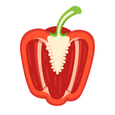 Sweet red bell pepper isolated on white background. Bell pepper in cartoon style. vector illustrationのイラスト素材