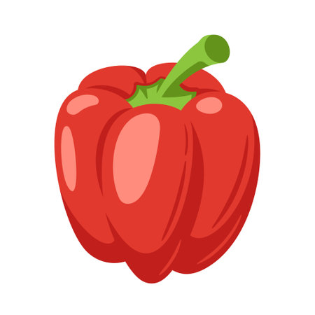 Sweet red bell pepper isolated on white background. Bell pepper in cartoon style. vector illustrationのイラスト素材