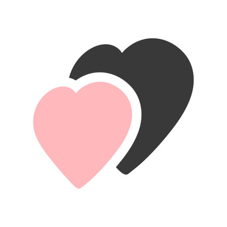 Black and pink heart illustration isolated on white background. vector illustrationのイラスト素材