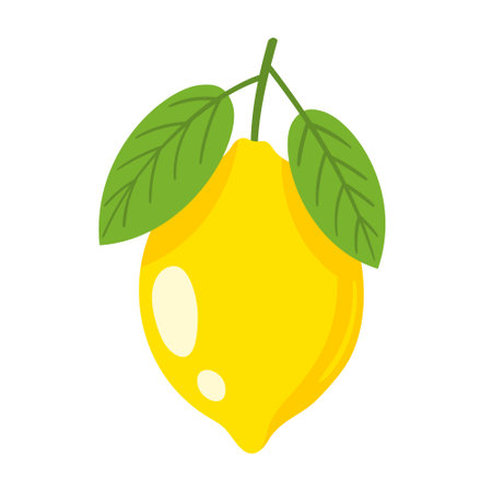Yellow lemon isolated on white background. flat style. vector illustrationのイラスト素材