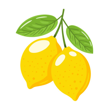 Yellow lemon isolated on white background. flat style. vector illustrationのイラスト素材