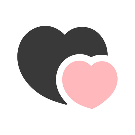 Black and pink heart illustration isolated on white background. vector illustrationのイラスト素材