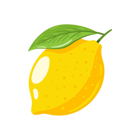 Yellow lemon isolated on white background. flat style. vector illustrationのイラスト素材