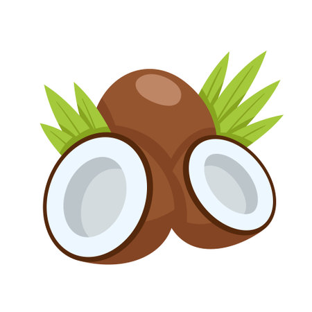 Coconut icon isolated on white background. cartoon style. vector illustrationのイラスト素材