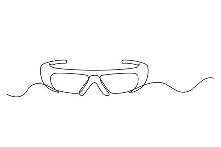 Continuous one line drawing of a cinema glasses. Vintage cinema glasses isolated on a white background. vector illustrationのイラスト素材