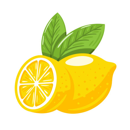 Yellow lemon isolated on white background. flat style. vector illustrationのイラスト素材