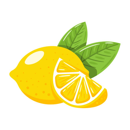 Yellow lemon isolated on white background. flat style. vector illustrationのイラスト素材