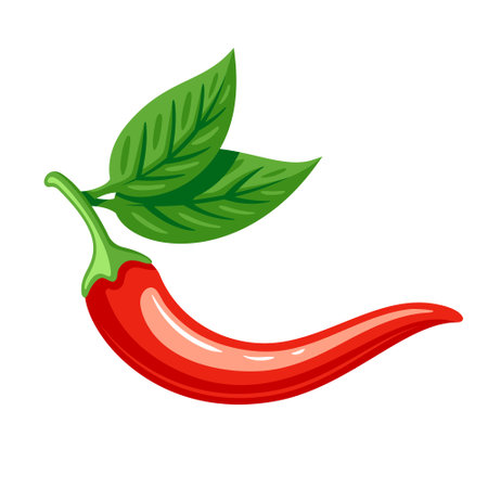 Red chili pepper in cartoon style isolated on white background. Hot chili pepper cooking food. vector illustrationのイラスト素材