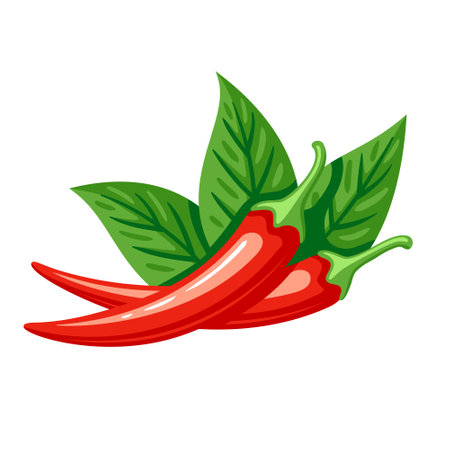 Red chili pepper in cartoon style isolated on white background. Hot chili pepper cooking food. vector illustrationのイラスト素材