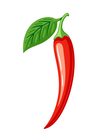 Red chili pepper in cartoon style isolated on white background. Hot chili pepper cooking food. vector illustrationのイラスト素材