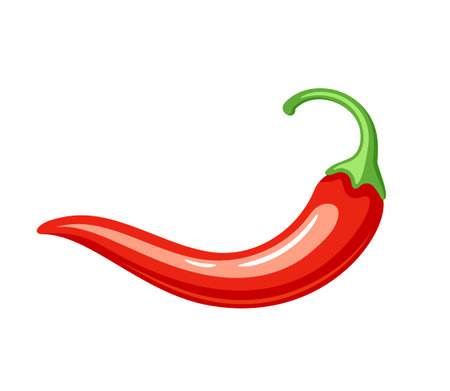 Red chili pepper in cartoon style isolated on white background. Hot chili pepper cooking food. vector illustrationのイラスト素材