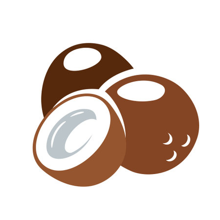 Coconut icon isolated on white background. cartoon style. vector illustrationのイラスト素材