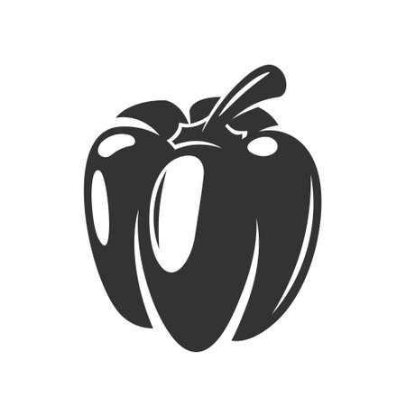 Vintage bell pepper isolated on white background. Bell pepper retro style. vector illustrationのイラスト素材