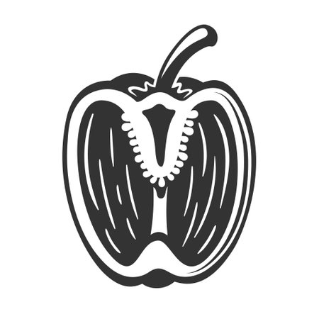 Vintage bell pepper isolated on white background. Bell pepper retro style. vector illustrationのイラスト素材