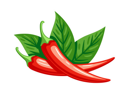 Red chili pepper in cartoon style isolated on white background. Hot chili pepper cooking food. vector illustrationのイラスト素材