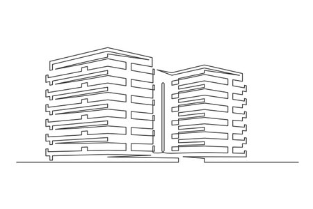 continuous one line building. Vintage building isolated on a white background. business concept. vector illustrationのイラスト素材
