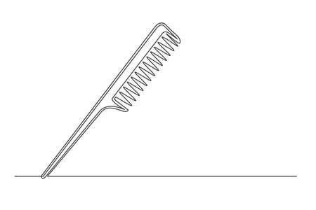 Continuous one line barber comb. Vintage barber comb isolated on a white background. barbershop concept. vector illustrationのイラスト素材