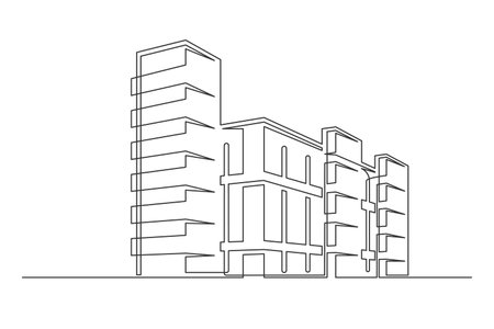 continuous one line building. Vintage building isolated on a white background. business concept. vector illustrationのイラスト素材