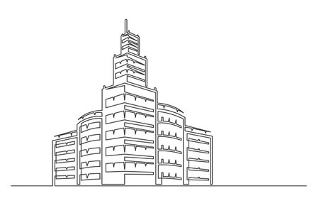 continuous one line building. Vintage building isolated on a white background. business concept. vector illustrationのイラスト素材