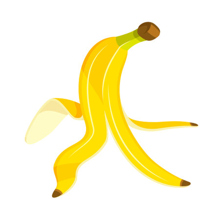 Yellow banana peel in cartoon style. flat design. Banana skin isolated on white background. vector illustrationのイラスト素材