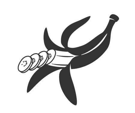 Banana silhouette isolated on white background. simple style. vector illustrationのイラスト素材