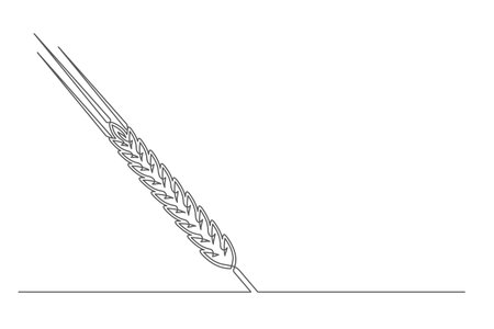 Continuous one line spikelet. Vintage spikelet isolated on a white background. Beer brewer concept. vector illustrationのイラスト素材