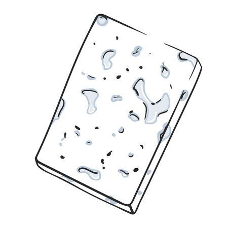 Blue cheese piece isolated on white background. Cheese icon in cartoon style. Vector illustrationのイラスト素材