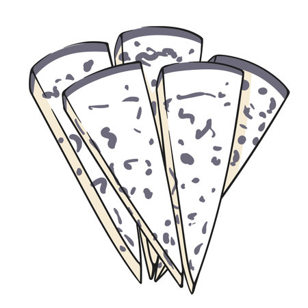 Blue cheese piece set isolated on white background. Cheese icon in cartoon style. Vector illustrationのイラスト素材