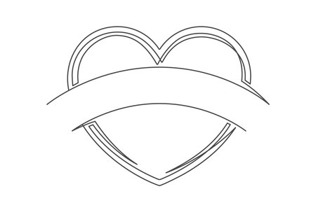Continuous drawing of one line of a heart shape. Love symbol shape isolated on a white background. Vector illustrationのイラスト素材