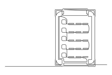 Continuous drawing of one line of a document in tablet. Insurance concept. Business document isolated on a white background. Vector illustrationのイラスト素材