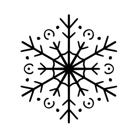 Hand drawn Christmas snowflake. Xmas snowflake isolated on a white background. Vector illustrationのイラスト素材