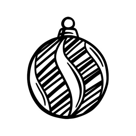 Christmas tree toy with ornaments. Xmas ball in a simple shape isolated on a white background. Vector illustrationのイラスト素材