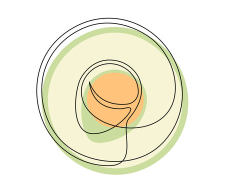 Halve green avocado line isolated on white background. Simple silhouette of fruit. Hand drawn outline of avocado. Vector illustrationのイラスト素材