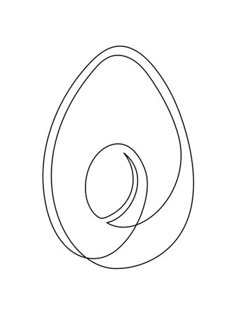 Halve avocado line isolated on white background. Simple silhouette of fruit. Hand drawn outline of avocado. Vector illustrationのイラスト素材