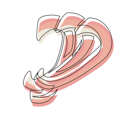 Sliced red bell peppers line isolated on white background. Simple silhouette of vegetables. Hand drawn red bell peppers outline. Vector illustrationのイラスト素材