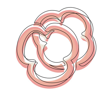 Sliced red bell peppers line isolated on white background. Simple silhouette of vegetables. Hand drawn red bell peppers outline. Vector illustrationのイラスト素材