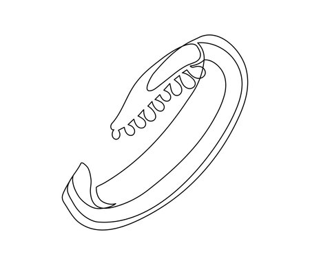 Sliced bell pepper line isolated on white background. Simple silhouette of vegetable. Hand drawn bell pepper outline. Vector illustrationのイラスト素材