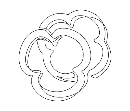 Sliced bell pepper line isolated on white background. Simple silhouette of vegetable. Hand drawn bell pepper outline. Vector illustrationのイラスト素材