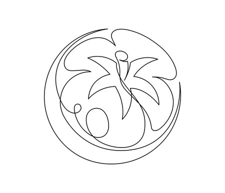 Tomato contour line isolated on white background. Simple vegetable silhouette. Hand drawn tomato outline. Vector illustrationのイラスト素材