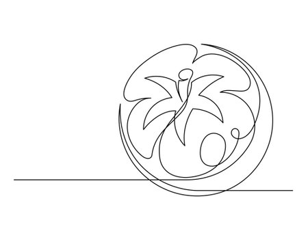 Continuous one line tomato isolated on white background. Simple vegetable silhouette. Hand drawn tomato outline. Vector illustrationのイラスト素材