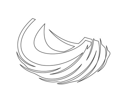 Half coconut line art isolated on white background. Simple vegetable silhouette. Hand drawn coconut outline. Editable stroke. Vector illustrationのイラスト素材