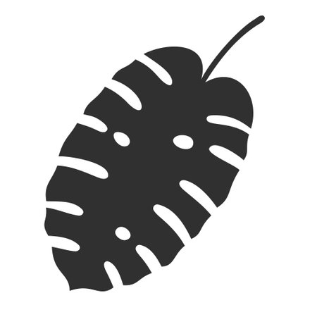 Monstera leaf isolated on white background. Black monstera leaf silhouette. Tropical tree. Vector illustrationのイラスト素材