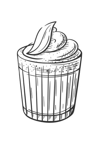 Cocktail thai basil hand drawn isolated on white background. Vintage sketch of glass of alcoholic drink. Cocktail for parties. Vector illustrationのイラスト素材